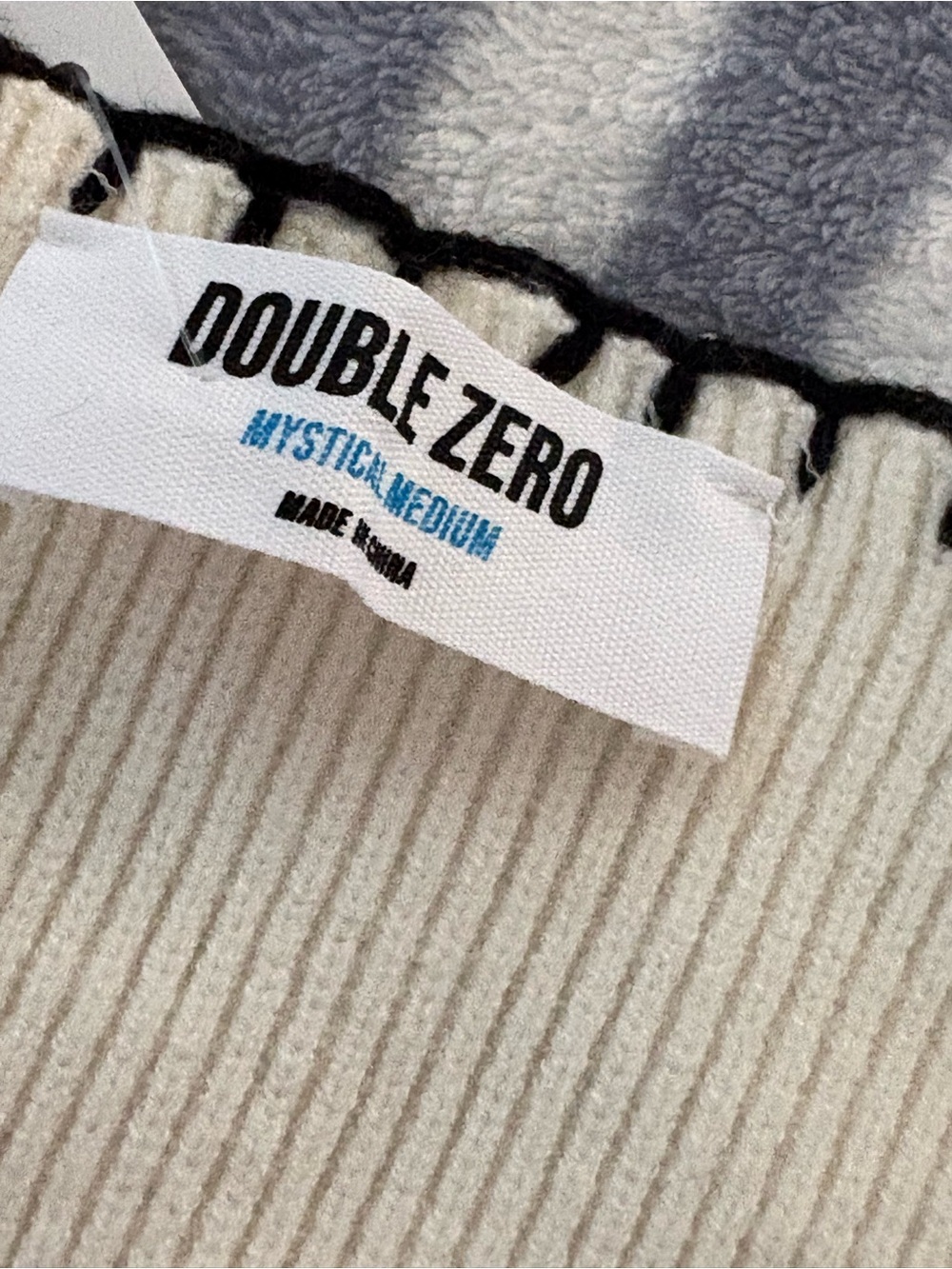 Double Zero Cream Ribbed Tank with Black Contrast Stitching - Picture 2 of 2